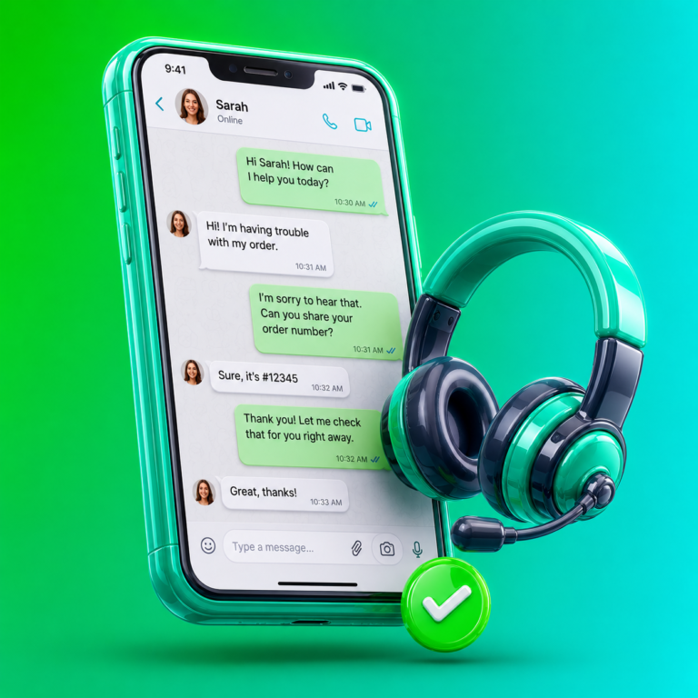 3D phone showing a chat conversation with a headset